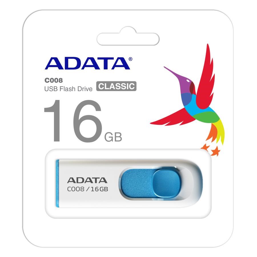 Usb Bellek Adata C008-16GB 16GB USB2.0 Classic (White + Blue) Flash Bellek Satın Al