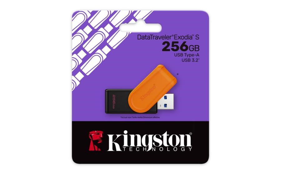 Usb Bellek Kingston DTXS-256GB 256GB Portable USB 3.2 Gen1 DataTraveler ExodiaS (Black-Orange) Flash Bellek Satın Al