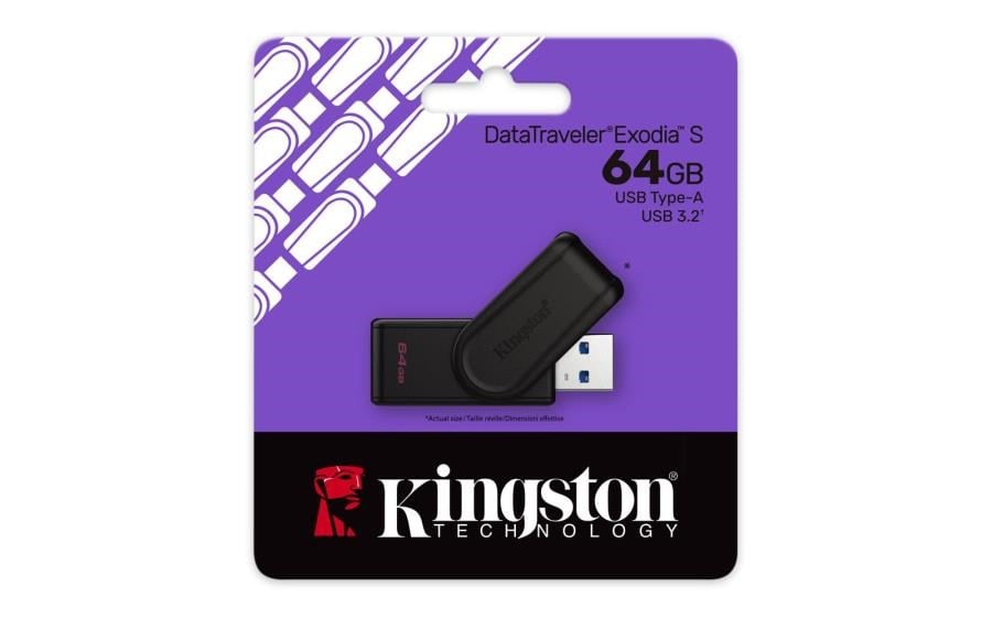 Usb Bellek Kingston DTXS-64GB 64GB Portable USB 3.2 Gen1 DataTraveler ExodiaS (Black-Black) Flash Bellek Satın Al