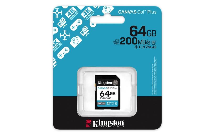 Usb Bellek Kingston SDG4-64GB 64GB SDXC Canvas Go Plus Gen4 200MB-s C10 UHS-I U3 V30 Hafıza Kartı Satın Al