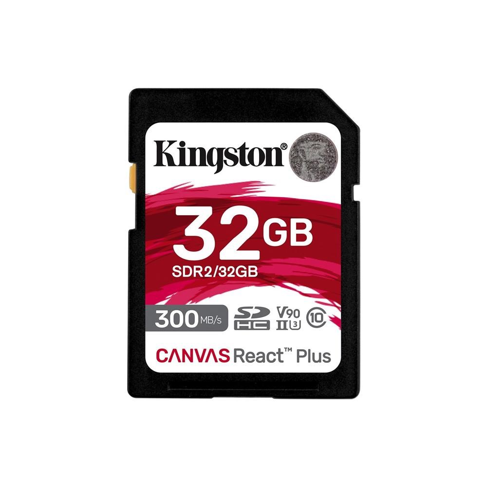 Usb Bellek Kingston SDR2-32GB Canvas React Plus SDHC UHS-II 300R-260W U3 V90 for Full HD-4K-8K Hafıza Kartı Satın Al