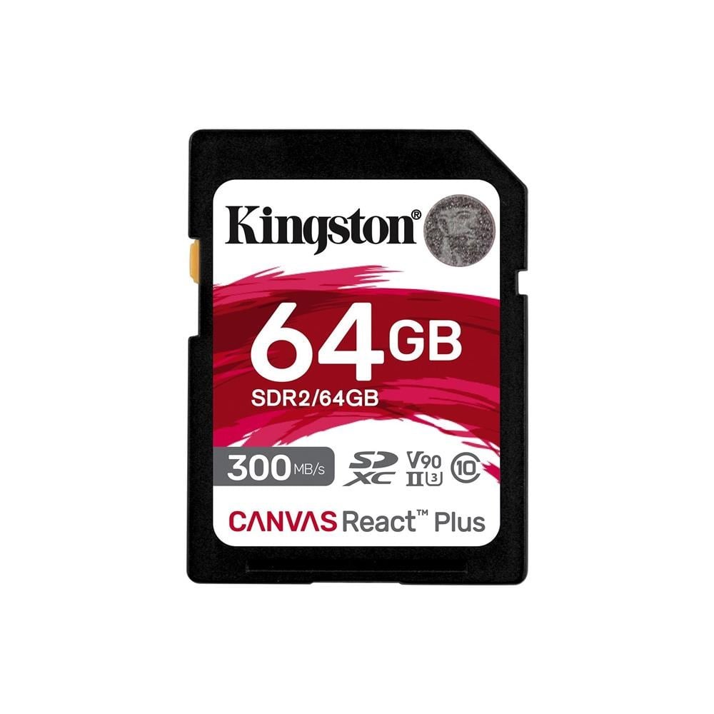 Usb Bellek Kingston SDR2-64GB Canvas React Plus SDXC UHS-II 300R-260W U3 V90 for Full HD-4K-8K Hafıza Kartı Satın Al