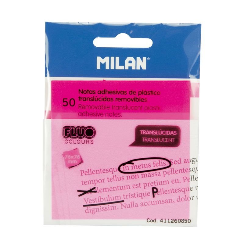 Yapışkanlı Not Kağıtları MILAN 411260850 FLUO PEMBE YAPIŞKANLI KAĞIT 50Lİ Satın Al