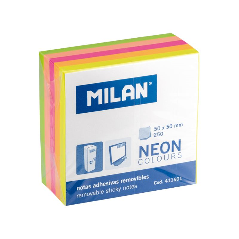 Yapışkanlı Not Kağıtları MILAN 411501 FLUO50x50 NEON RENKLİ YAP.KAĞIT 250Lİ Satın Al