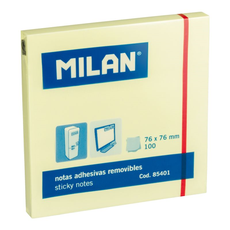 Yapışkanlı Not Kağıtları MILAN 85401 76X76MM SARI YAPIŞKANLI KAĞIT - 100 LÜ Satın Al