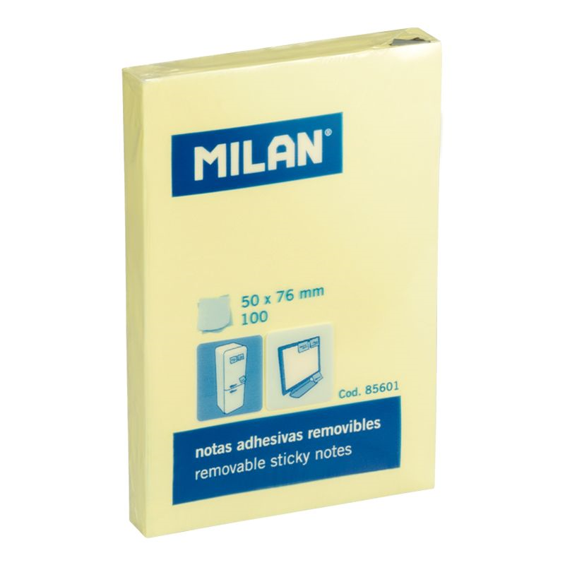 Yapışkanlı Not Kağıtları MILAN 85601 50X76MM SARI YAPIŞKANLI KAĞIT - 100 LÜ Satın Al