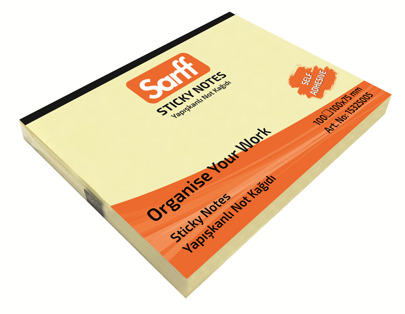 Yapışkanlı Not Kağıtları SARFF 100X75MM SARI YAPIŞKANLI NOT KAĞIDI - 100YP Satın Al