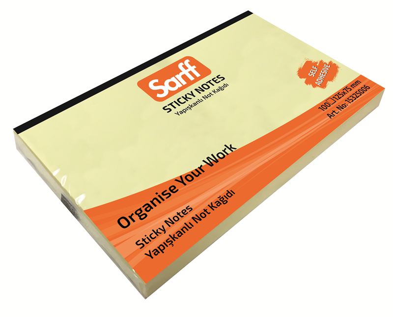 Yapışkanlı Not Kağıtları SARFF 125X75MM SARI YAPIŞKANLI NOT KAĞIDI - 100YP Satın Al
