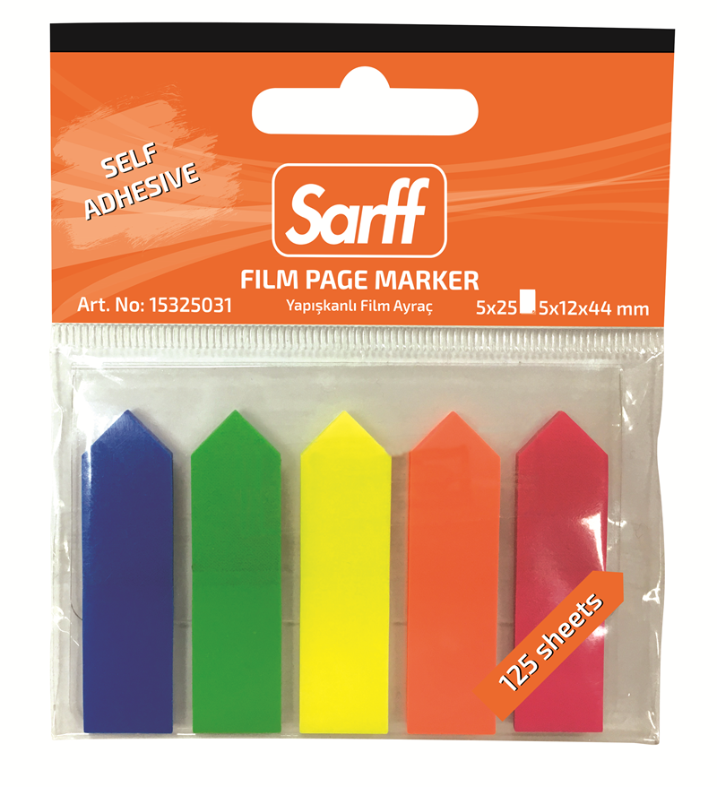 Yapışkanlı Not Kağıtları SARFF 5X12X44MM FOSFORLU RENKLER FİLM AYRAÇ(5X25) - 25YP Satın Al