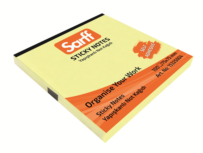 Yapışkanlı Not Kağıtları SARFF 75X75MM SARI YAPIŞKANLI NOT KAĞIDI - 100YP Satın Al