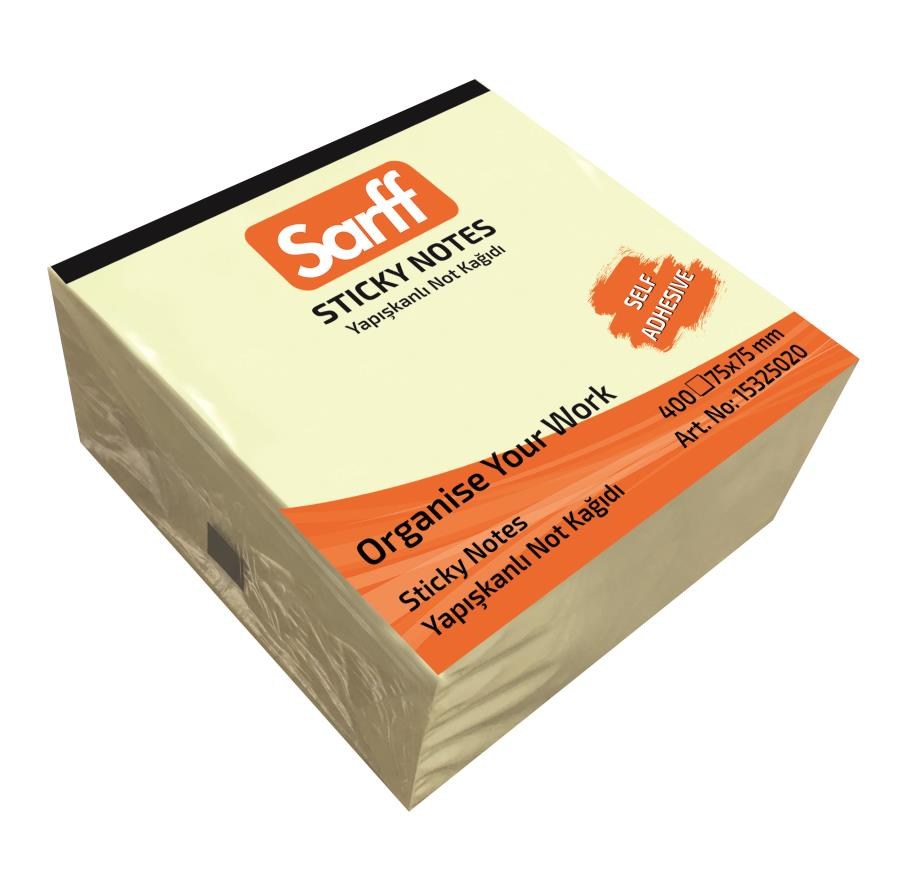 Yapışkanlı Not Kağıtları SARFF 75X75MM SARI KÜP YAPIŞKANLI NOT KAĞIDI - 400YP Satın Al
