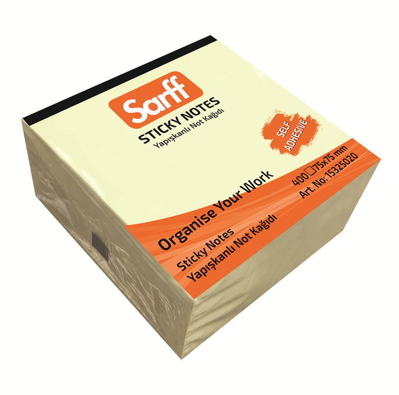 Yapışkanlı Not Kağıtları SARFF 75X75MM SARI KÜP YAPIŞKANLI NOT KAĞIDI - 400YP Satın Al