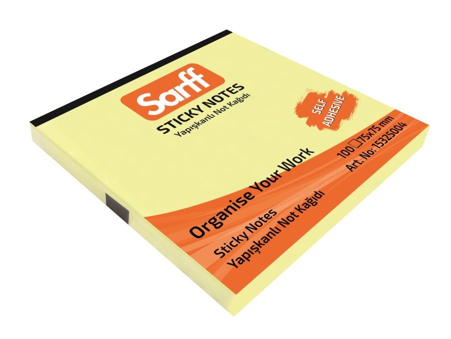 Yapışkanlı Not Kağıtları SARFF 75X75MM SARI YAPIŞKANLI NOT KAĞIDI - 100YP Satın Al