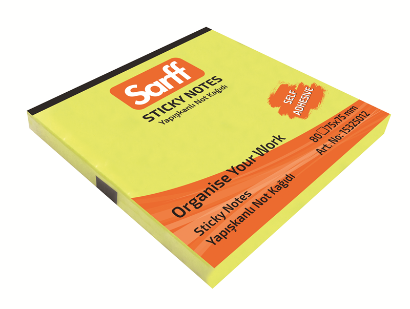 Yapışkanlı Not Kağıtları SARFF 75X75MM NEON SARI YAPIŞKANLI NOT KAĞIDI - 80YP Satın Al