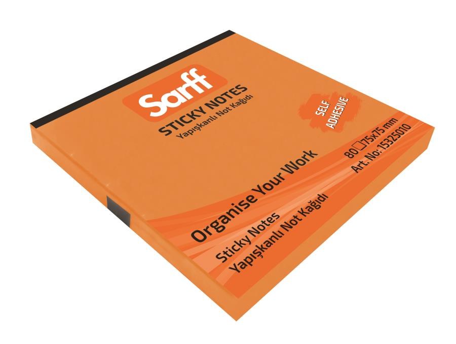 Yapışkanlı Not Kağıtları SARFF 75X75MM NEON TURUNCU YAPIŞKANLI NOT KAĞIDI - 80YP Satın Al