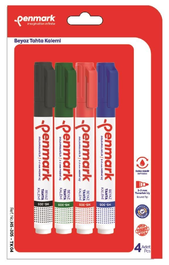 Yazı Tahtası Kalemleri Penmark Beyaz Tahta Kalemi 4'lü Paket Satın Al