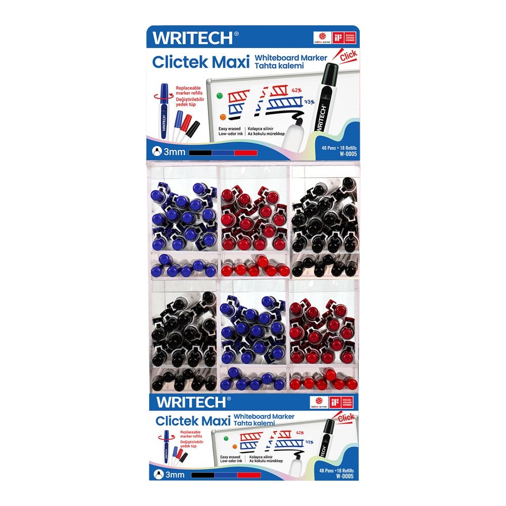 Yazı Tahtası Kalemleri WRITECH W-0005WB BASMALI JUMBO TAHTA KALEMİ - 48'Lİ STAND Satın Al