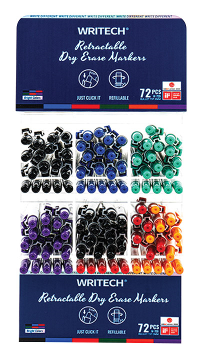 Yazı Tahtası Kalemleri WRITECH W-709 BASMALI TAHTA KALEMİ - 12X6RENK (+36 REFILL) - 72'Lİ STAND Satın Al