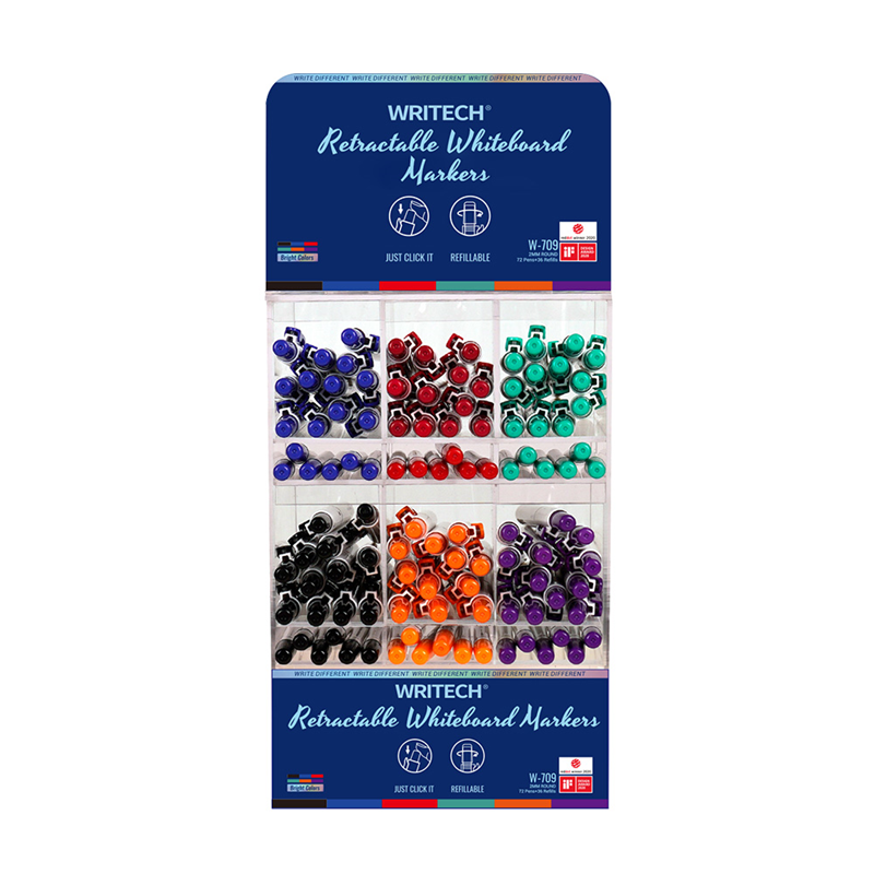 Yazı Tahtası Kalemleri WRITECH W-709 BASMALI TAHTA KALEMİ - 12X6RENK (+36 REFILL) - 72'Lİ STAND Satın Al