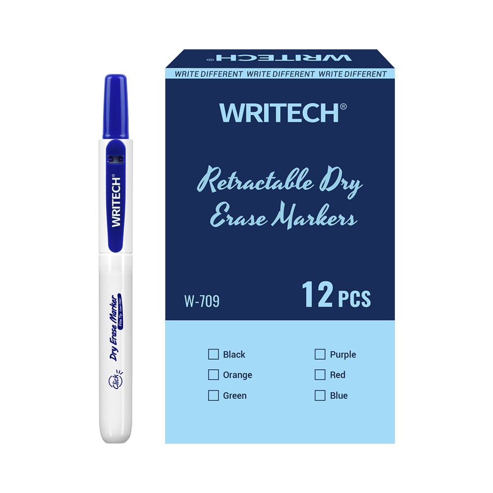 Yazı Tahtası Kalemleri WRITECH W-709 BASMALI TAHTA KALEM MAVİ - 12'Lİ KUTU Satın Al
