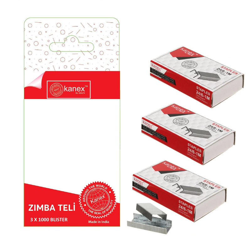 Zımbalar KANEX ZIMBA TELİ 24/6 BLİSTER - 3LÜ Satın Al