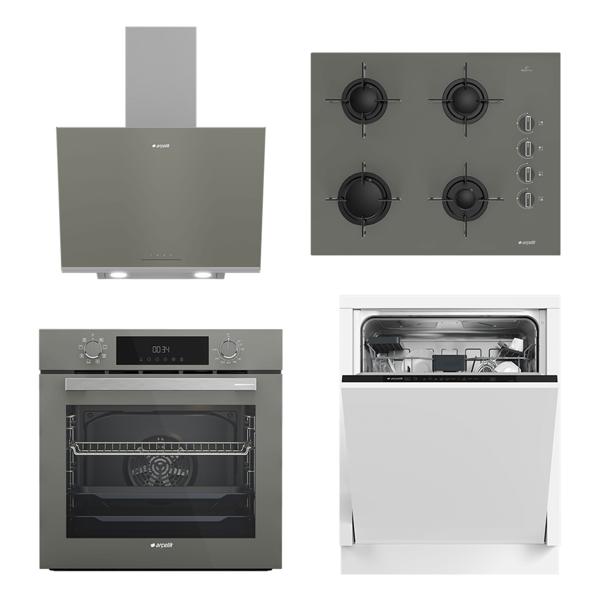 Arçelik 4'lü Ankastre Set (9464 STA - AFC 340 G - OCD T 651 EG - ADE 606 G)
