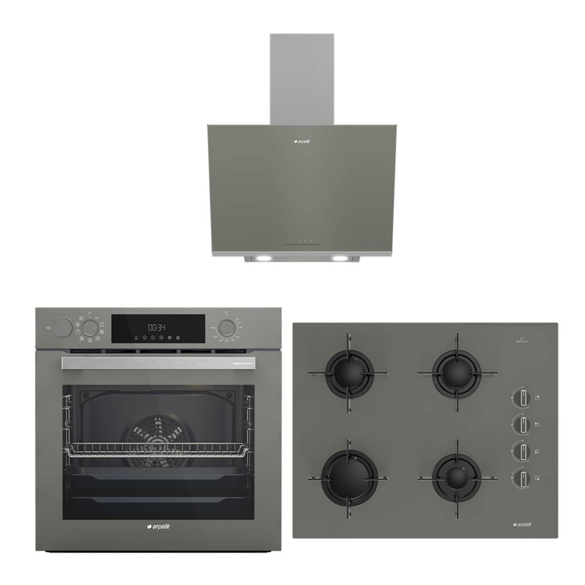 Arçelik Grion Buhar Destekli Set (ADE 606 G - OCD T 651 EG - AFC 360 G)