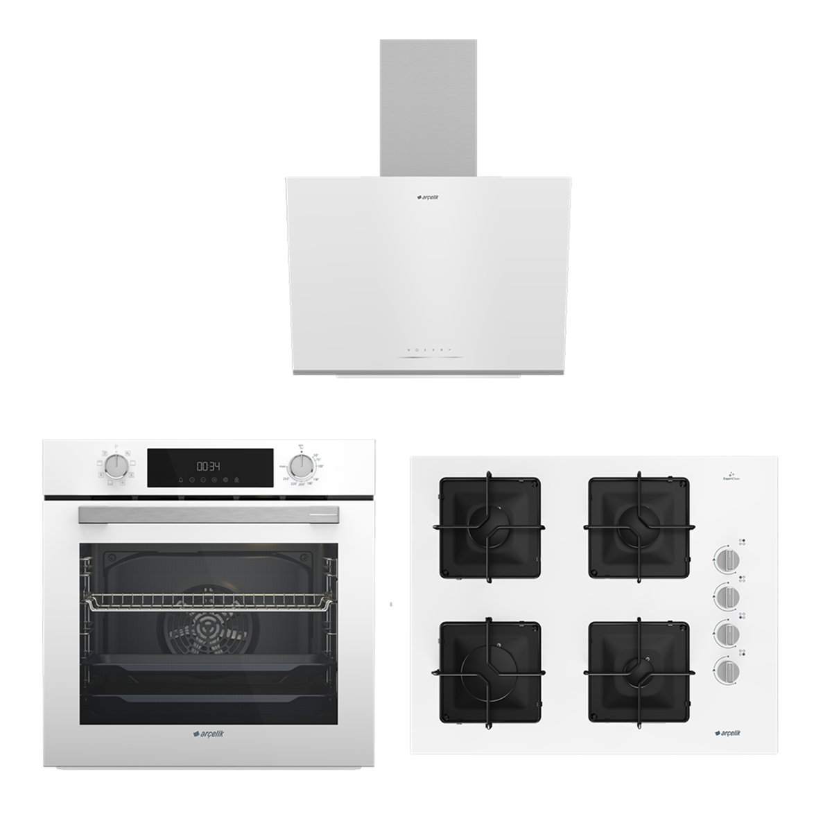 Arçelik Kare Ocaklı Beyaz Ankastre Set 1