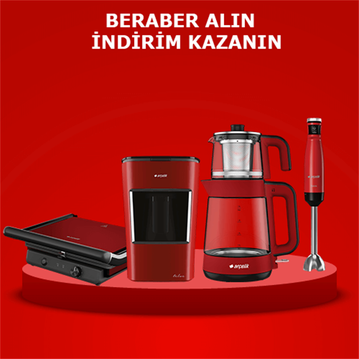 Arçelik Resital 4'lü Set 3 (TM 6046 CK - CM 6964 K - RHB 6050 K - K 3300 KIRMIZI)