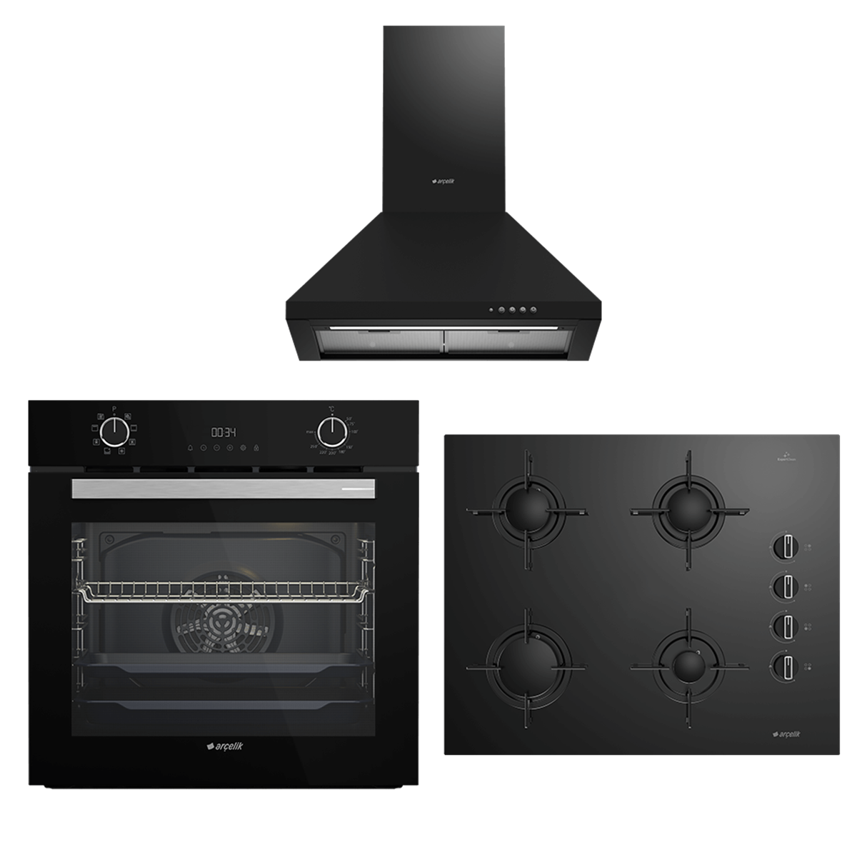 Arçelik Siyah Ankastre Pro Set (AFC 340 S - P 27 YS - OCD T 651 ES)