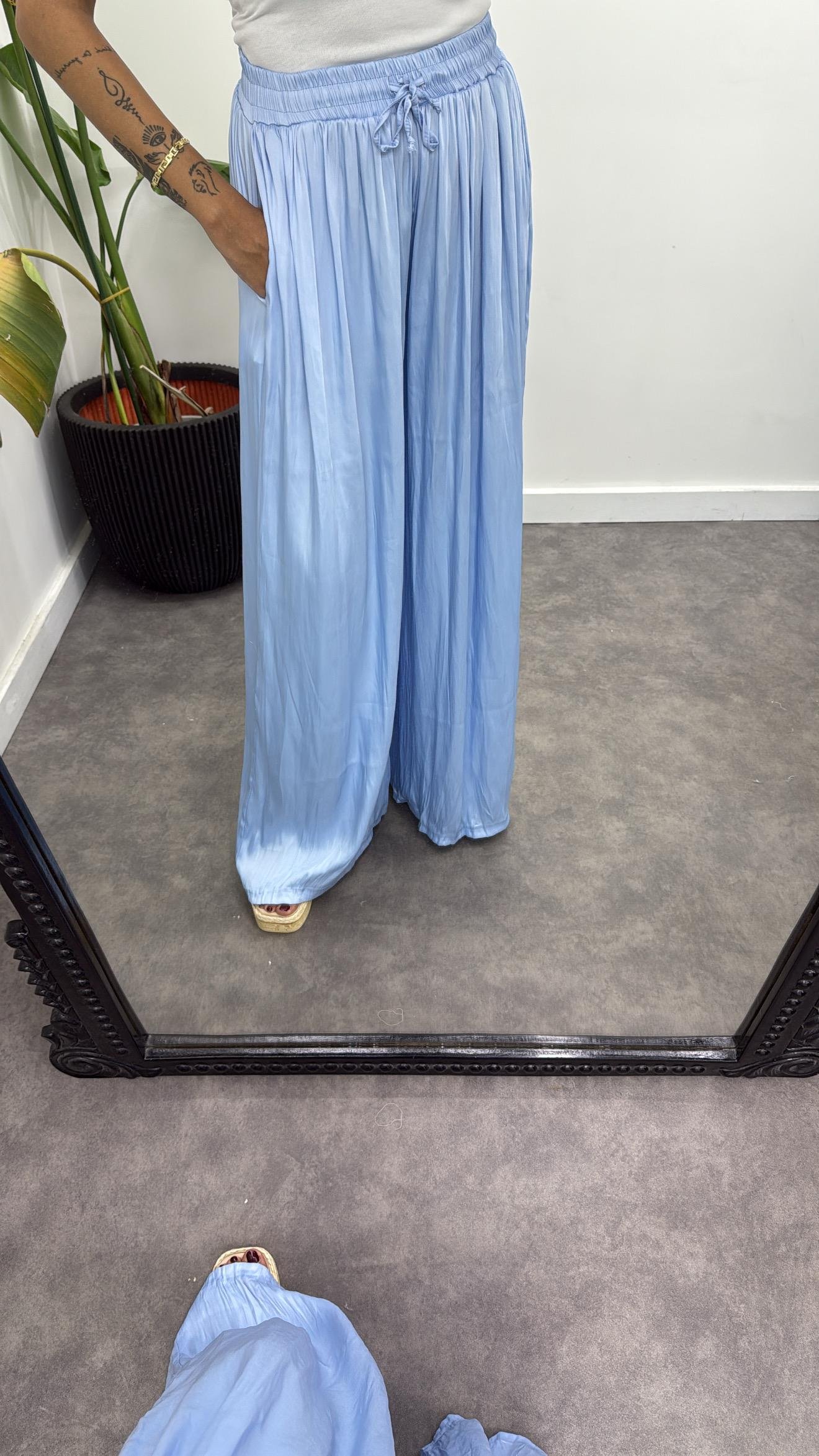 Bağcıklı İpek Saten Pantolon