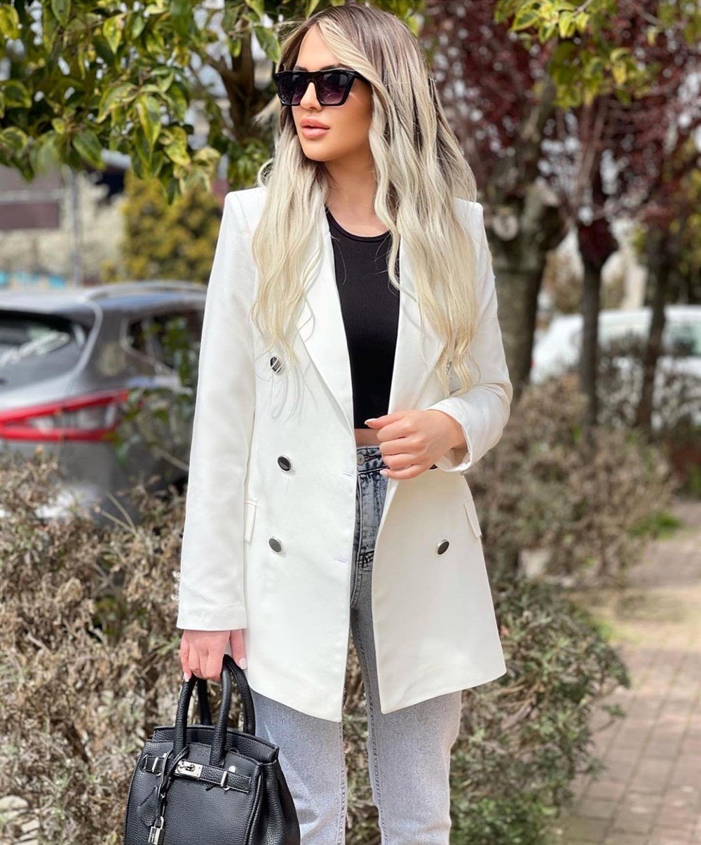 Beyaz Blazer Ceket 