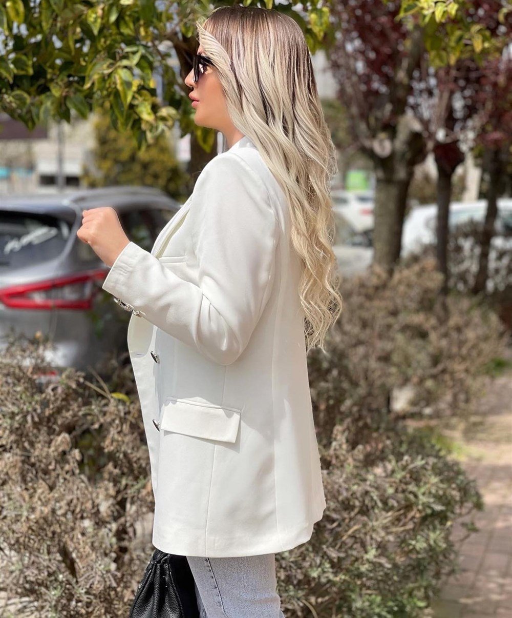 Beyaz Blazer Ceket 