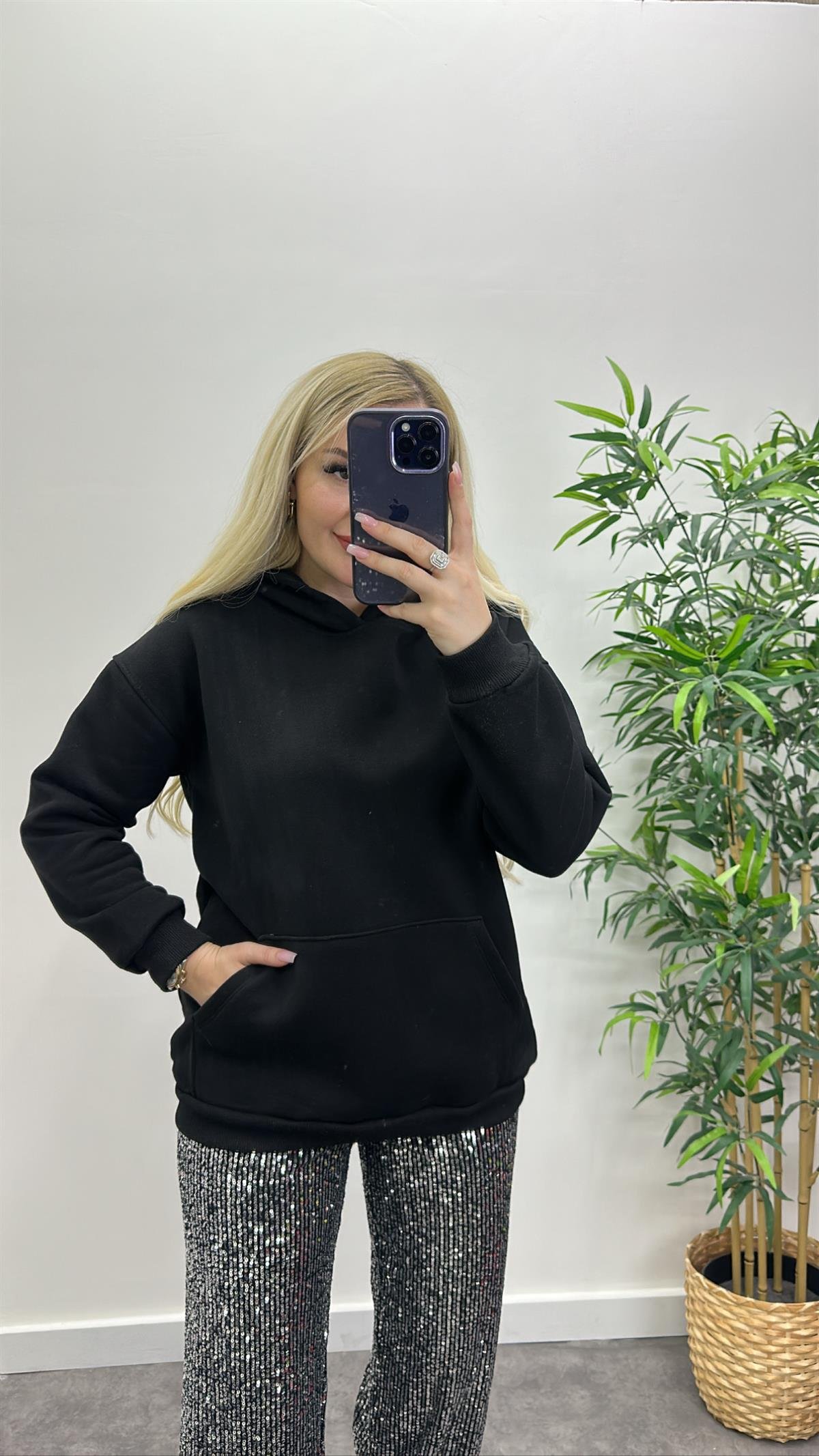 Cep Detay Kapüşonlu Sweatshirt