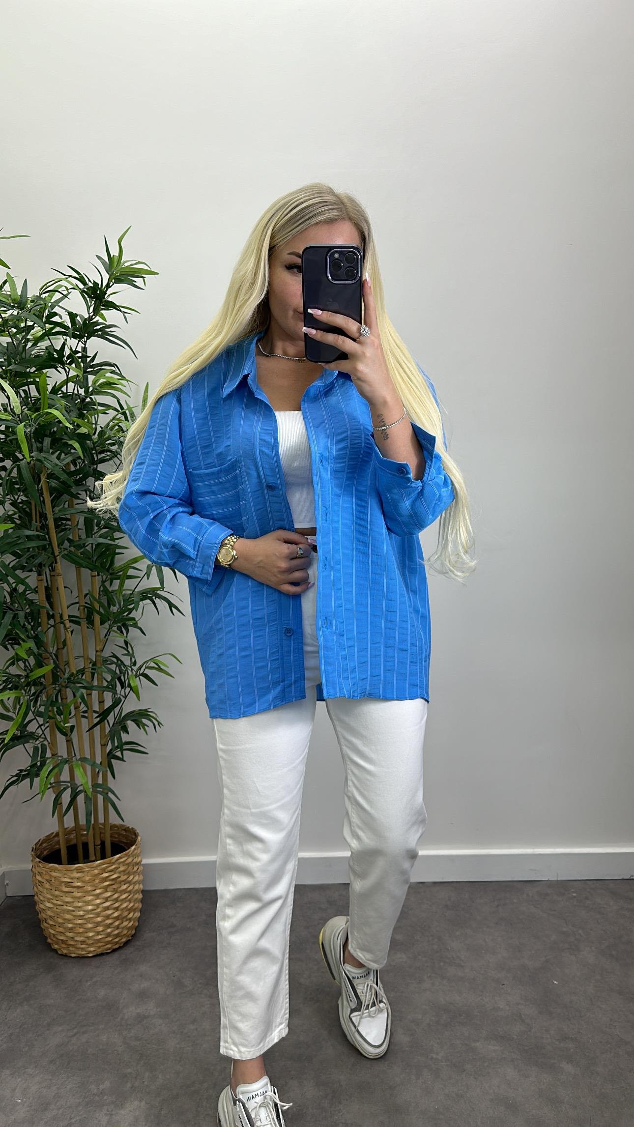 Cepli Çizgili Ayrobin Gömlek