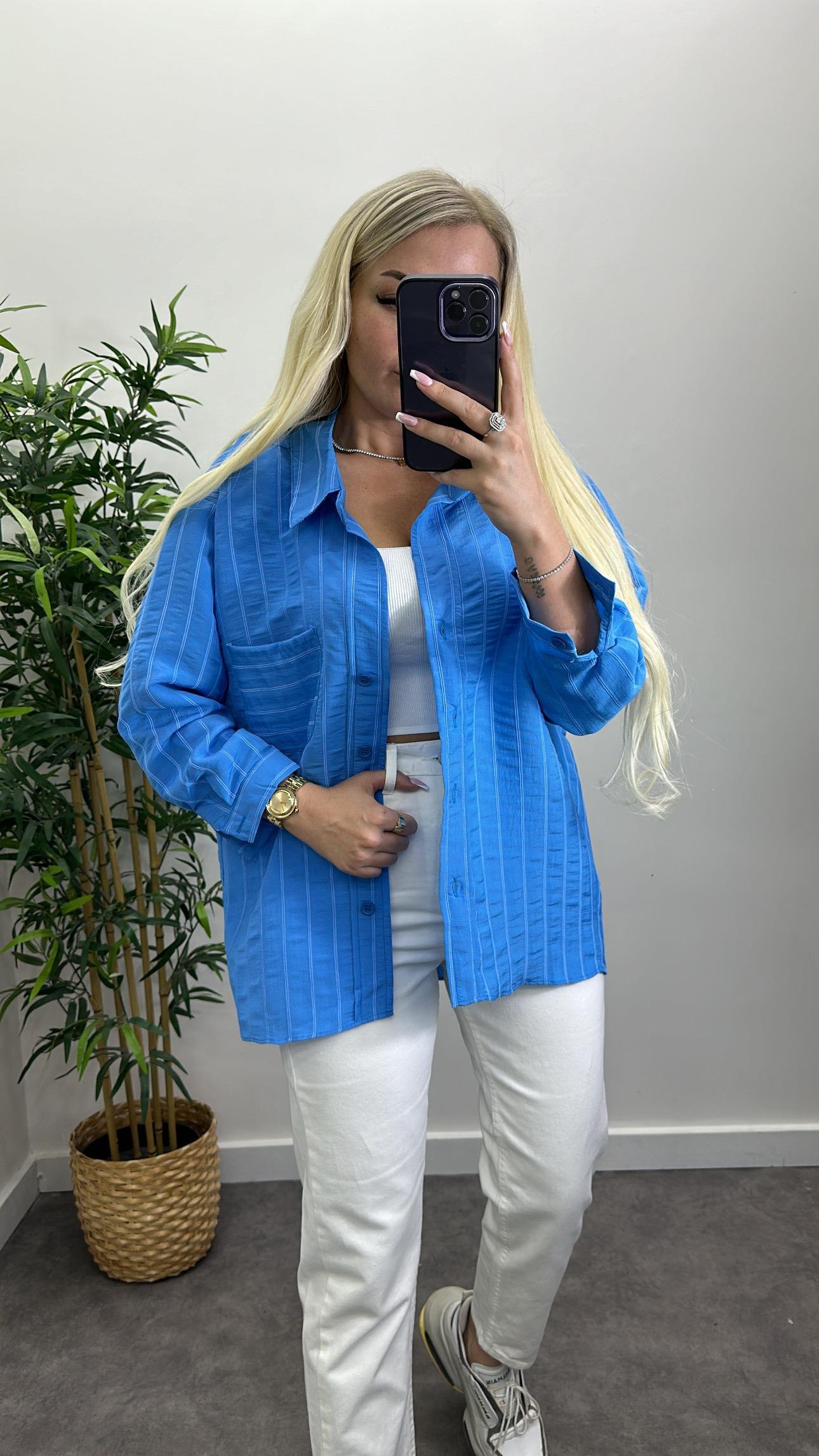 Cepli Çizgili Ayrobin Gömlek