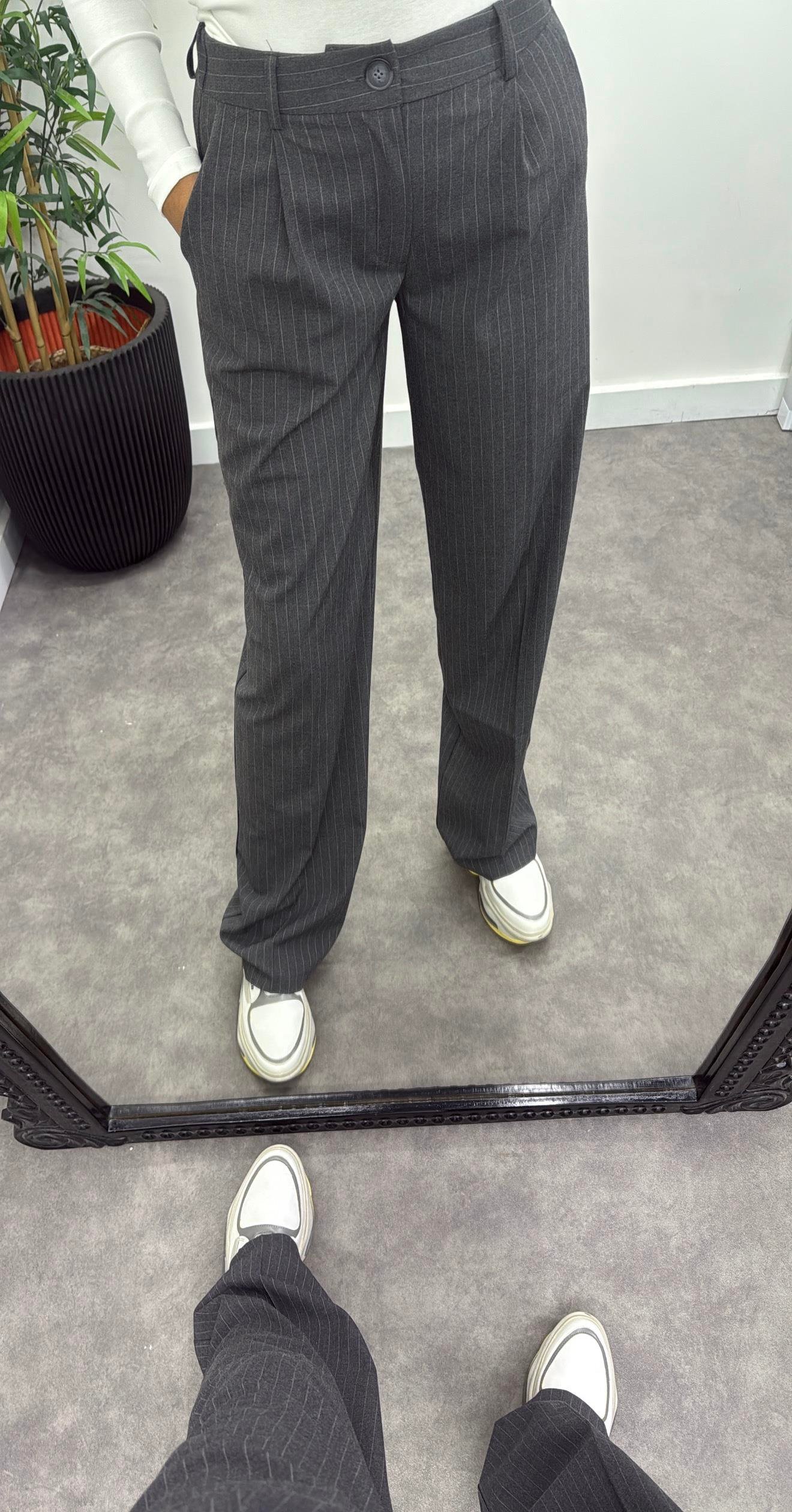 Çizgili Palazzo Takım Elbise