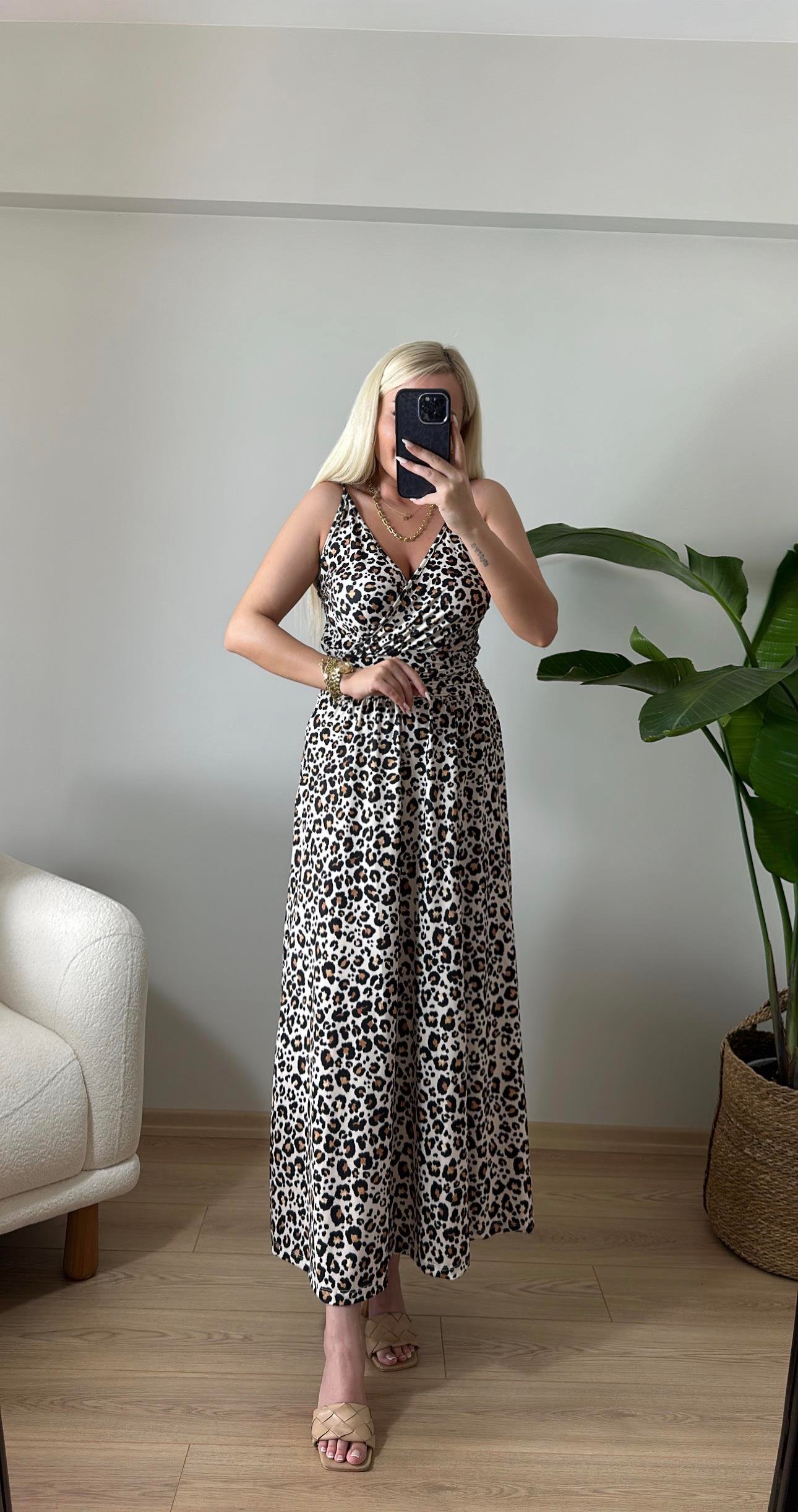 Dijital Baskı Leopar Elbise