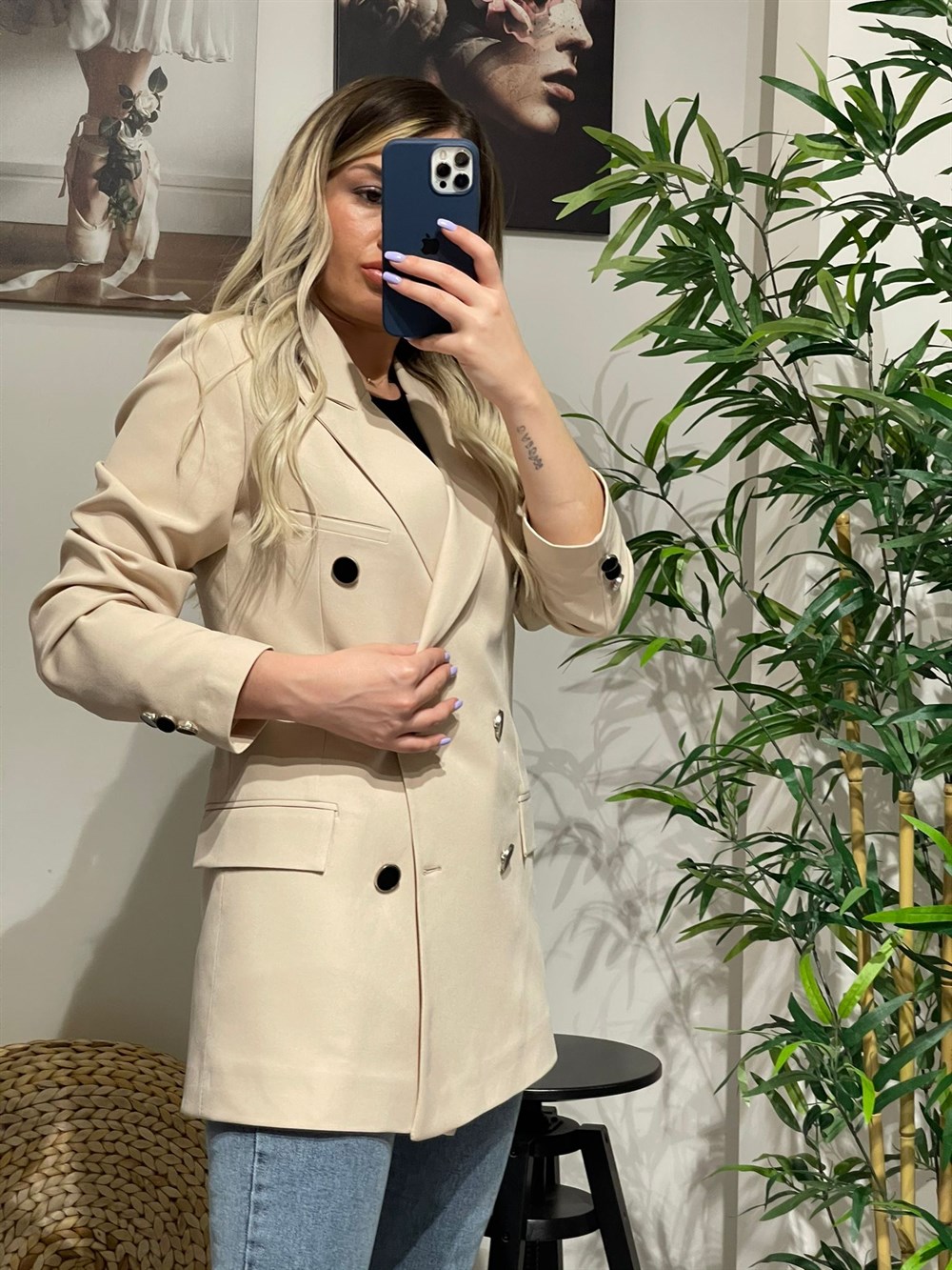 Ekru Blazer Ceket