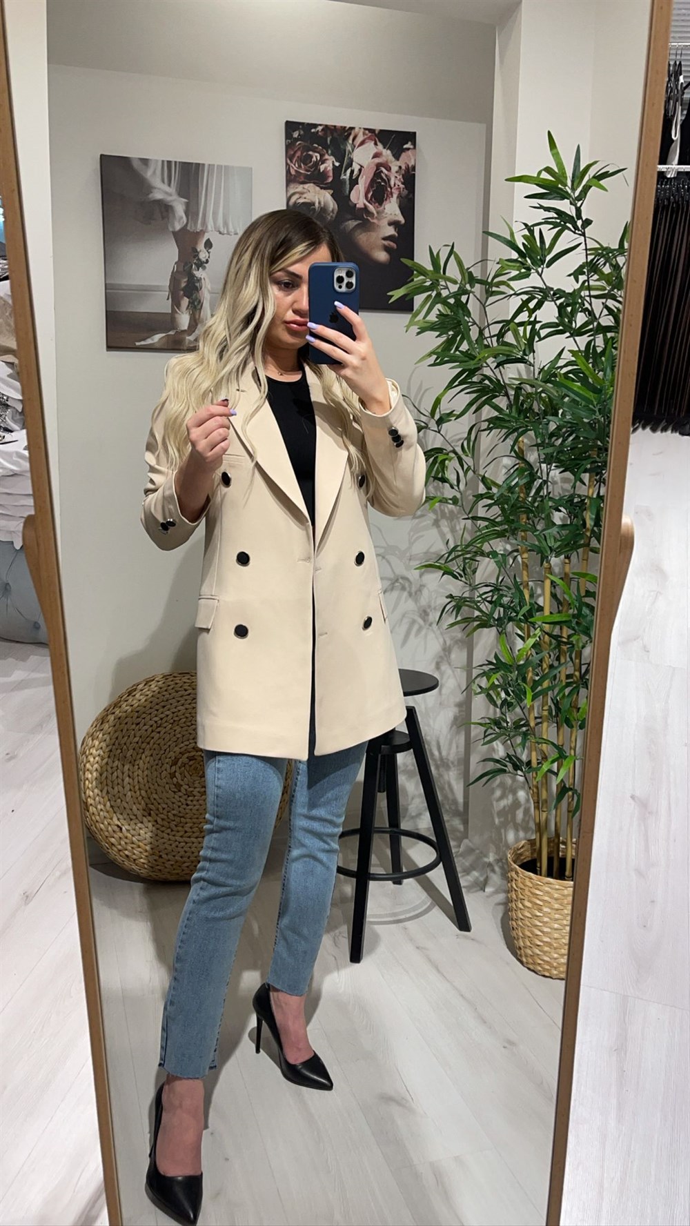 Ekru Blazer Ceket