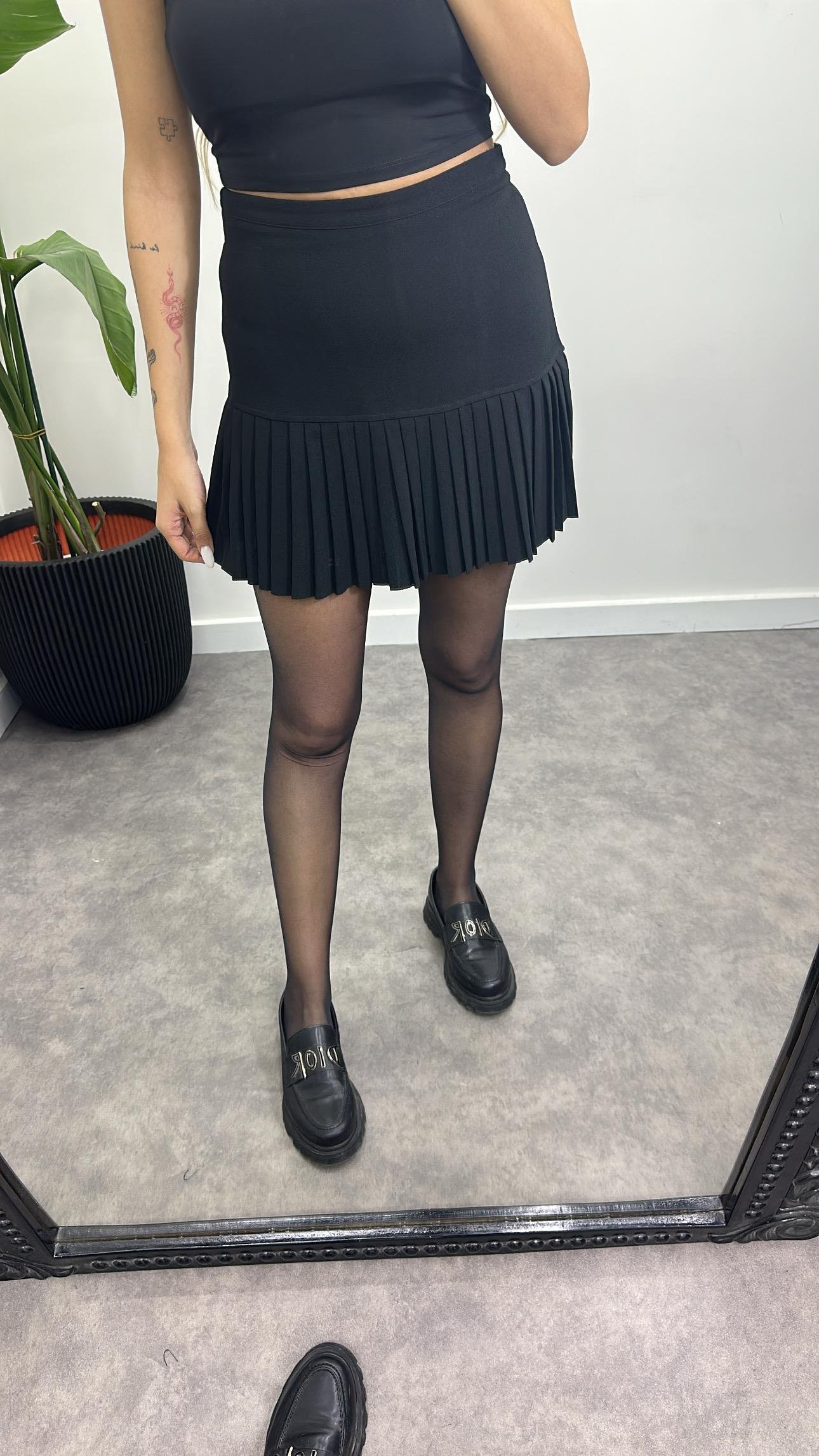 Etek Ucu Pliseli Kumaş Etek