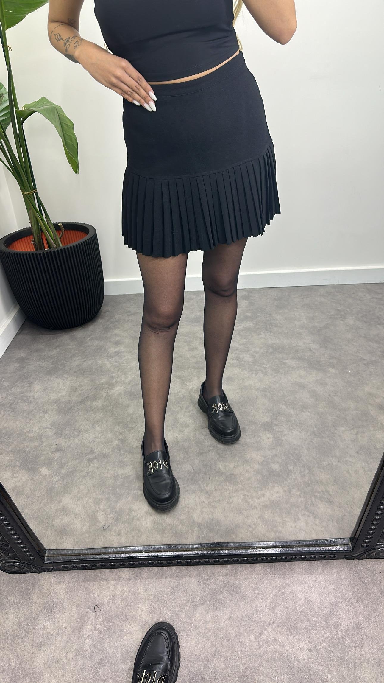 Etek Ucu Pliseli Kumaş Etek