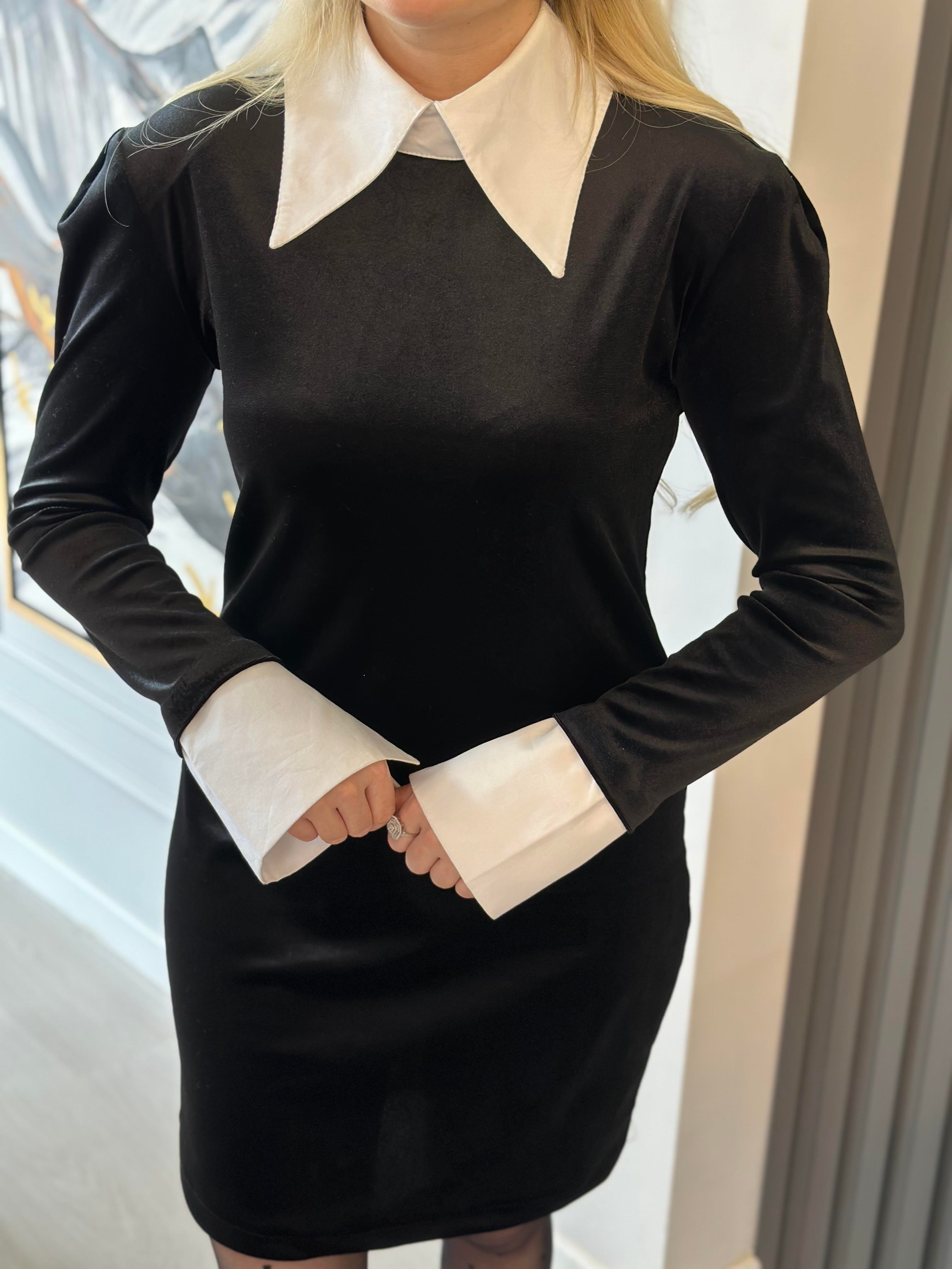 Gömlek Detay Kadife Elbise