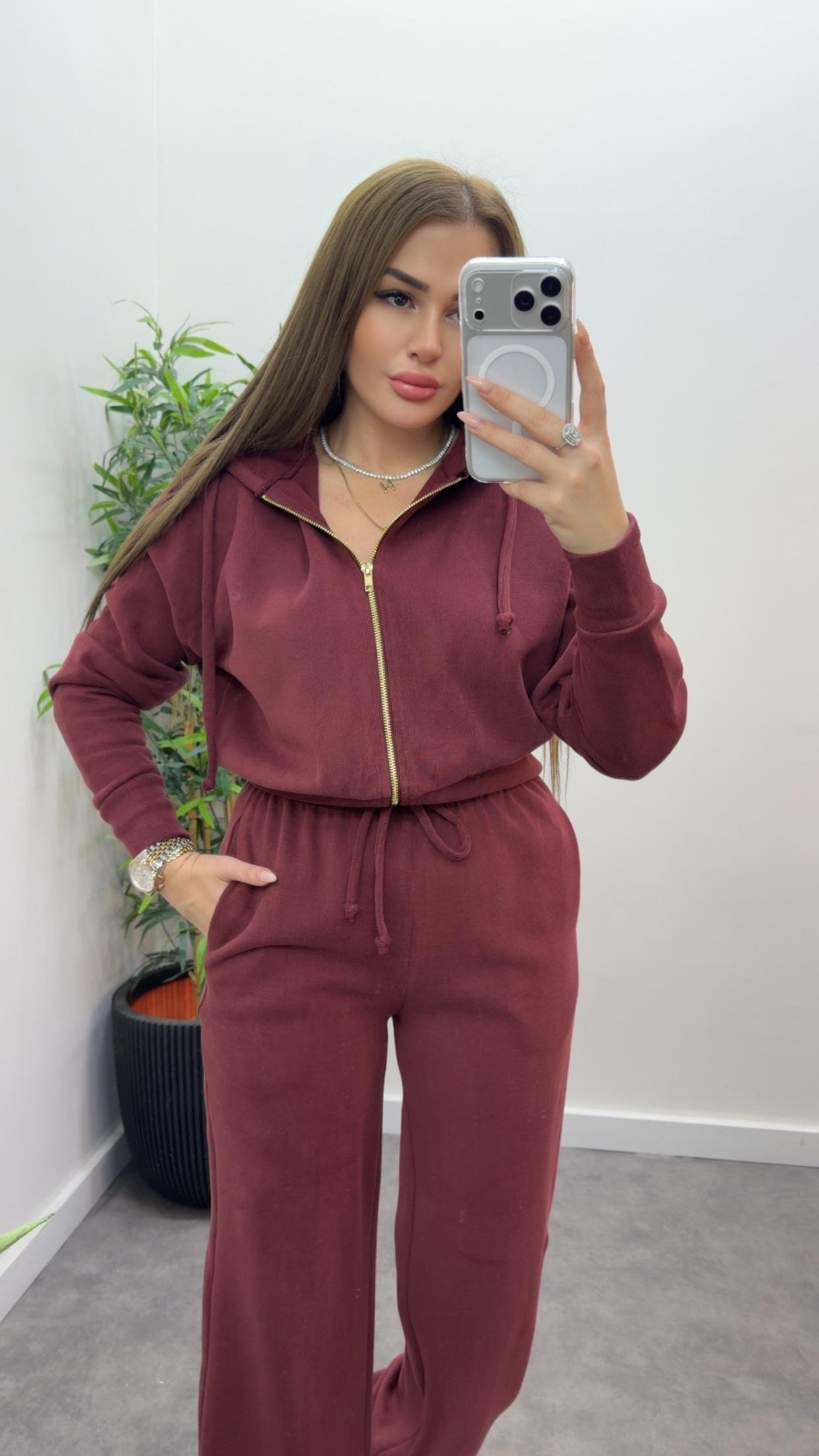 Kapşonlu Triko Takım