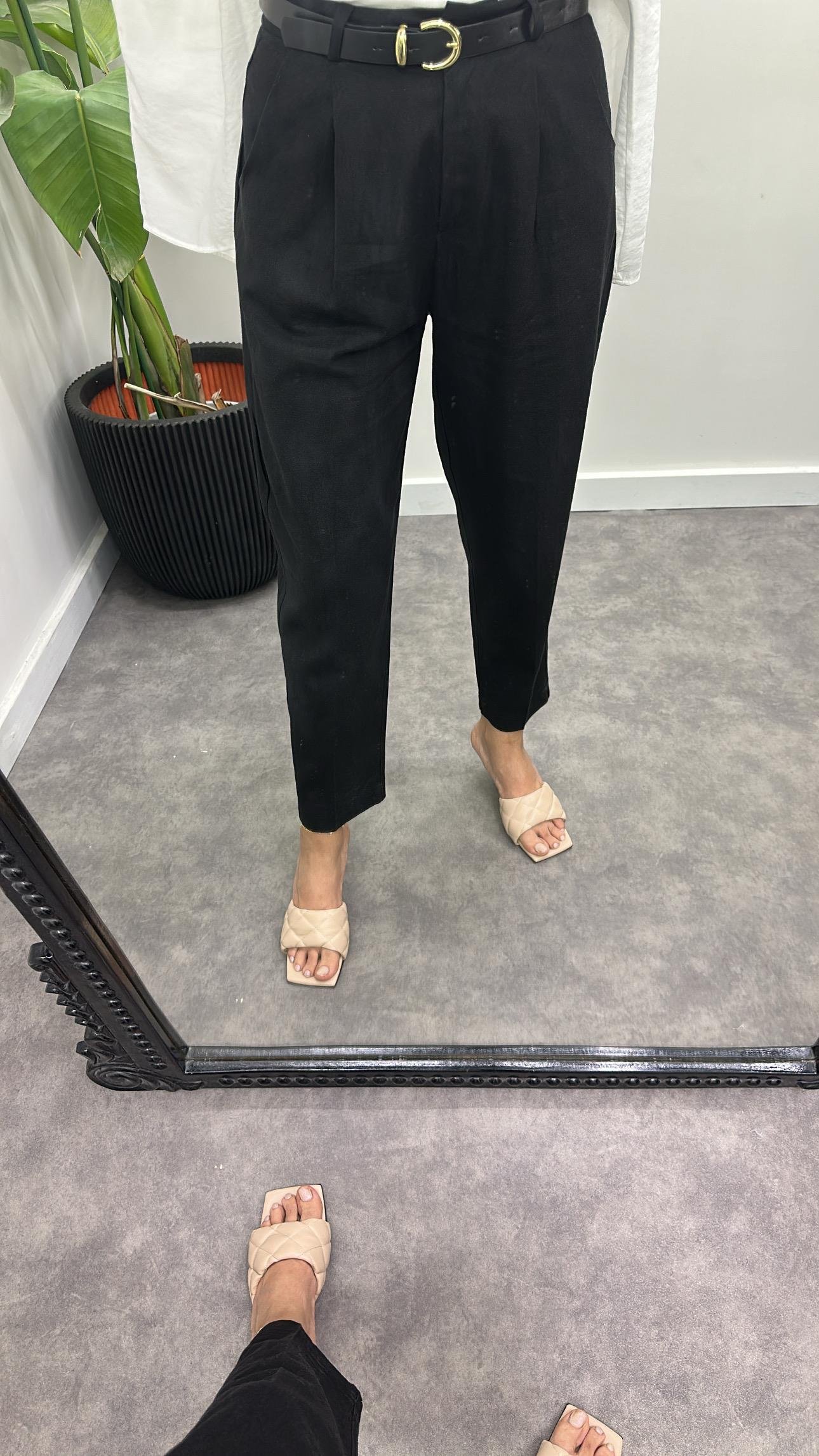 Kemerli Keten Pantolon