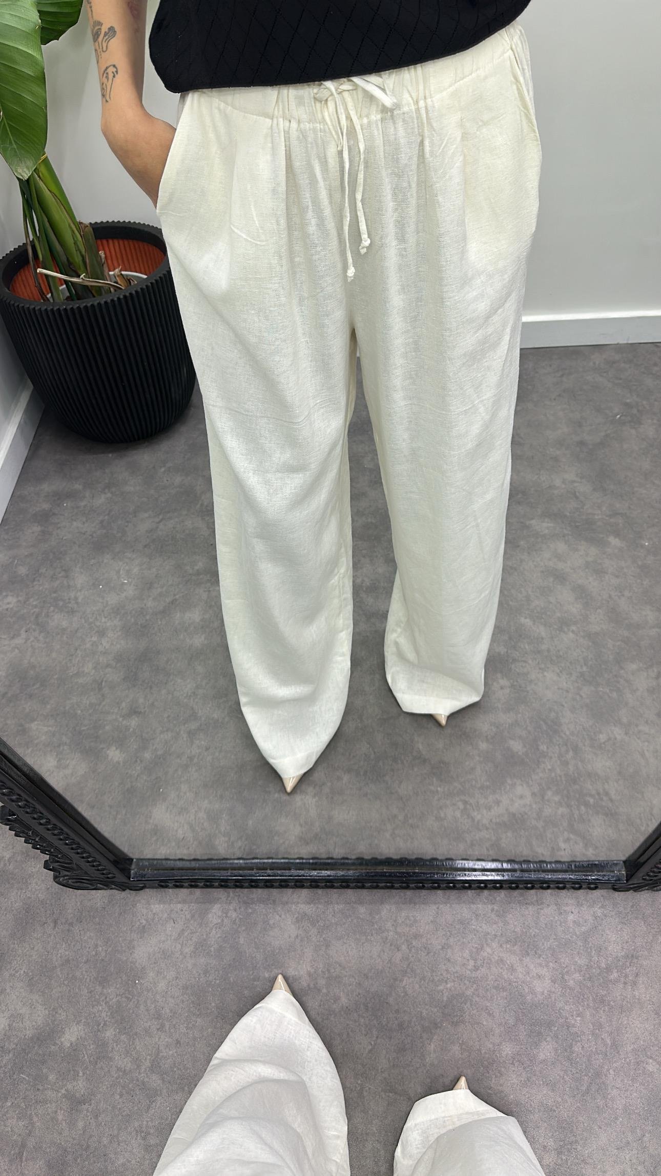 Keten Bağcıklı Pantolon