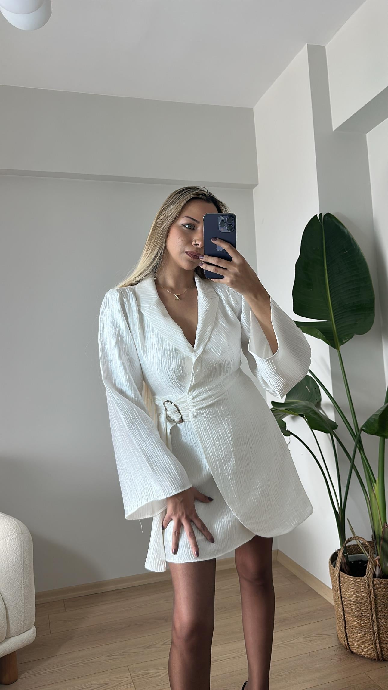 Kruvaze Tokalı Elbise