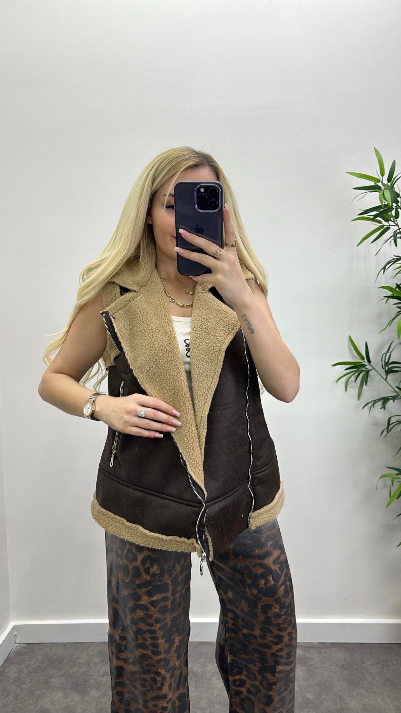 Kürklü Nubuk Yelek