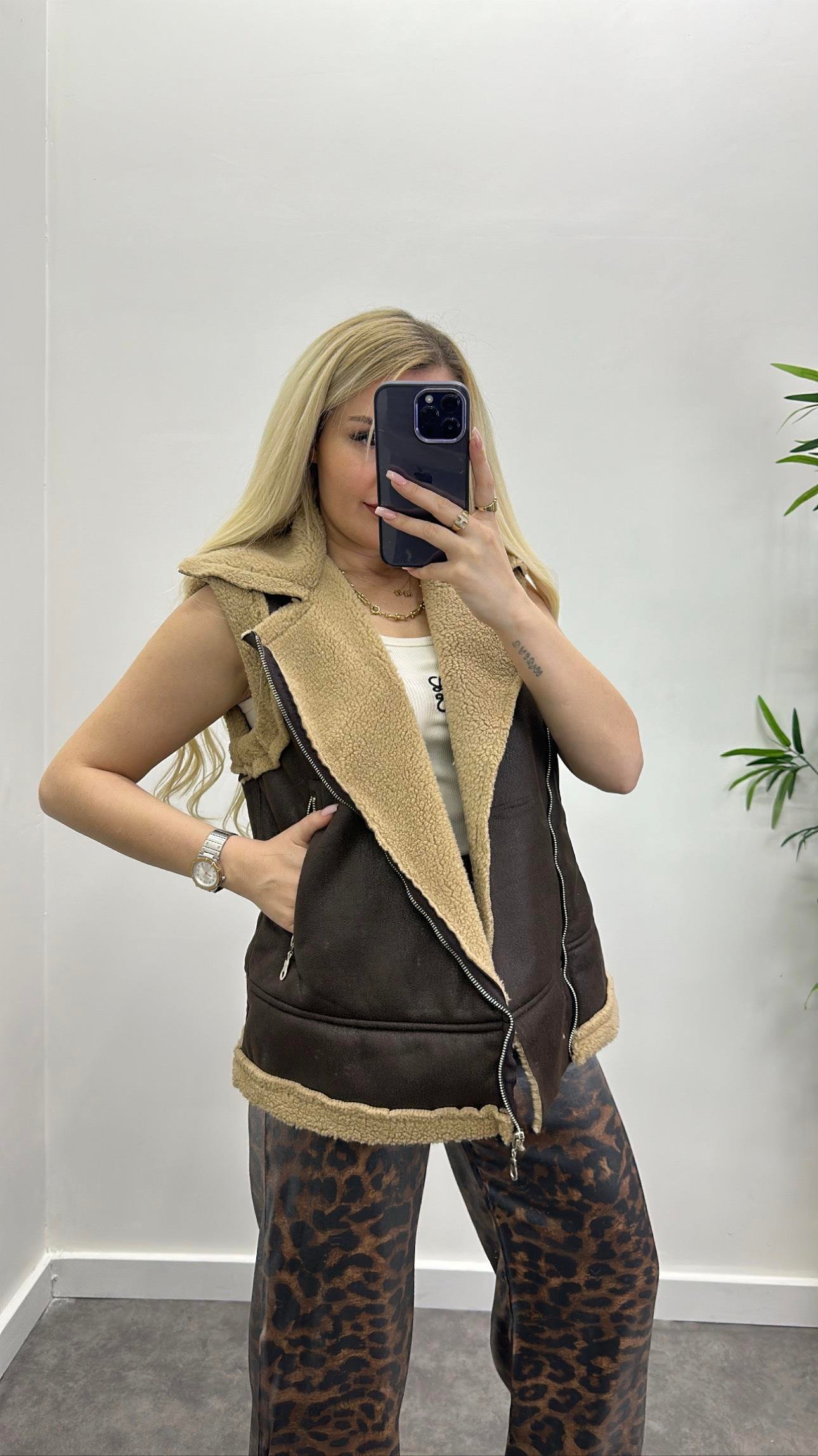 Kürklü Nubuk Yelek