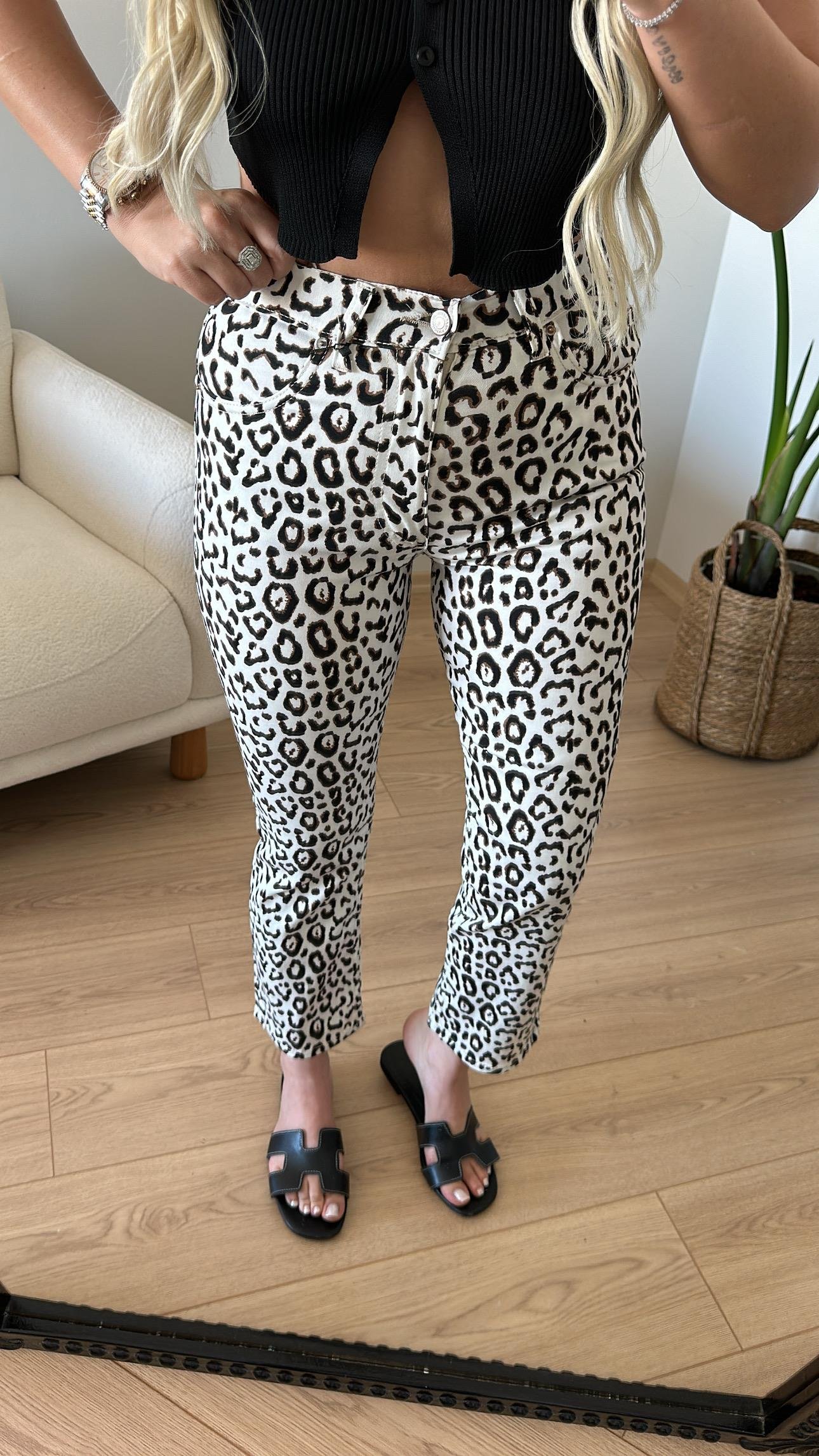 Leopar Desen Mom Jean